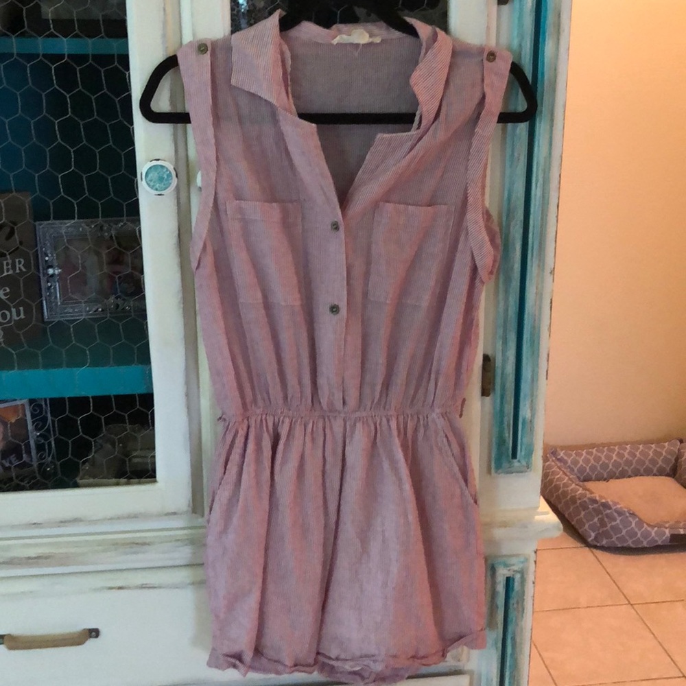 Pink and white striped romper